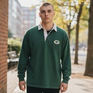 Vintage Starter Green Bay Packers Men's Polo Shirt Long Sleeves NFL 90s Size XXL